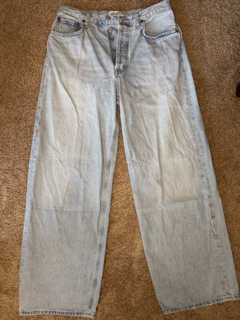 Agolde Light Blue Low Slung Baggy Jeans